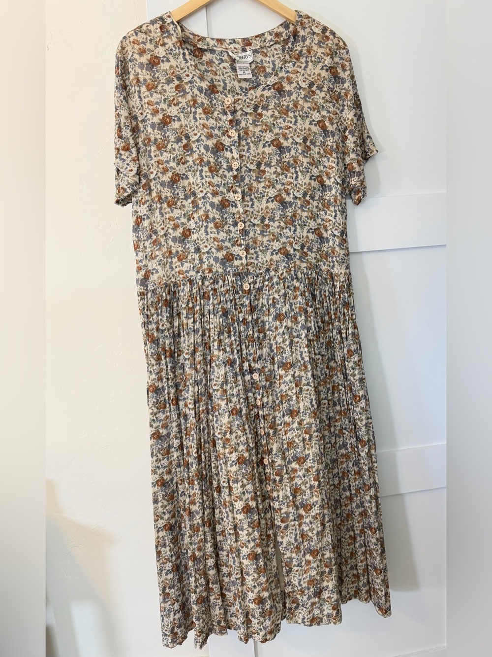 Vintage S. Robert’s Cotton Button-Front Floral Maxi Dress Size Medium